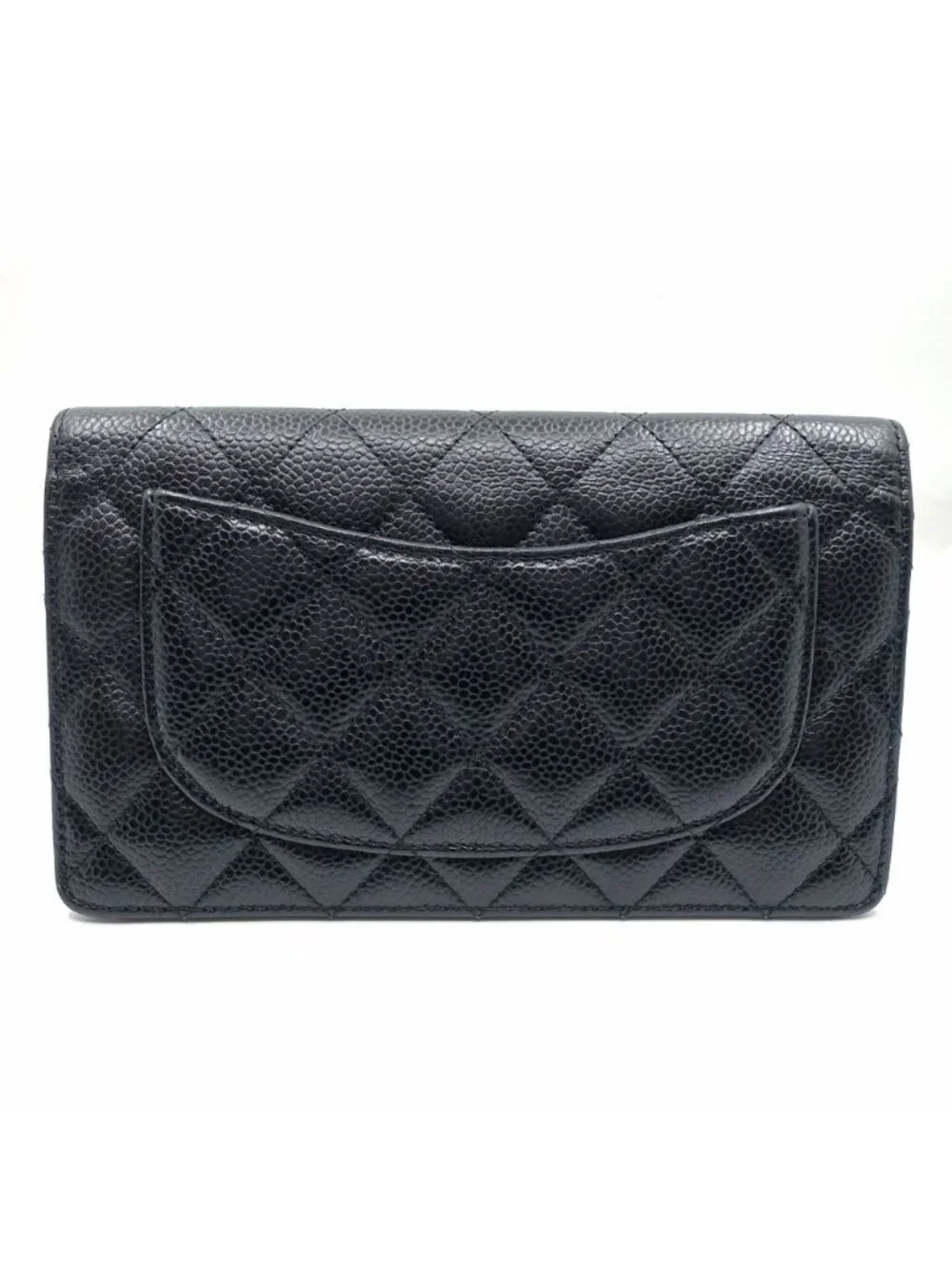 Chanel Quilted Bifold Wallet Black Gold Caviar Leather CC Logo
